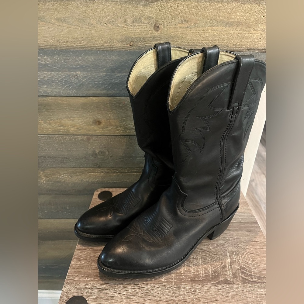 Durango Black Western Heeled Cowboy Boots - Picture 10 of 14